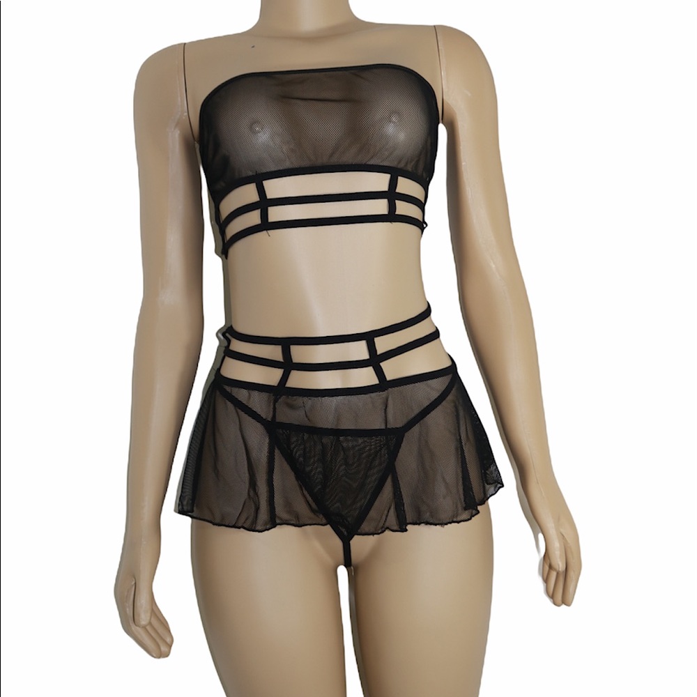 Mesh Lingerie 3pc Set